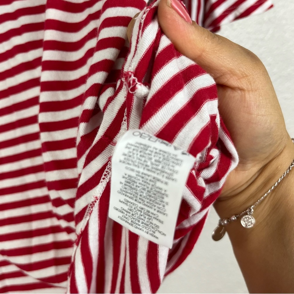 CAbi Women Small Bell 3/4 Sleeve V-neck Comfort Red‎ White Striped Blouse Top - Picture 8 of 13